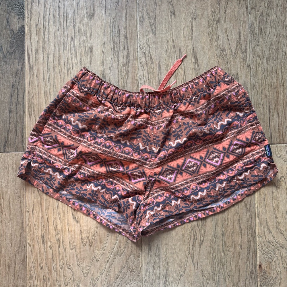 Patagonia Women's Geometric Print Shorts - Red and Brown